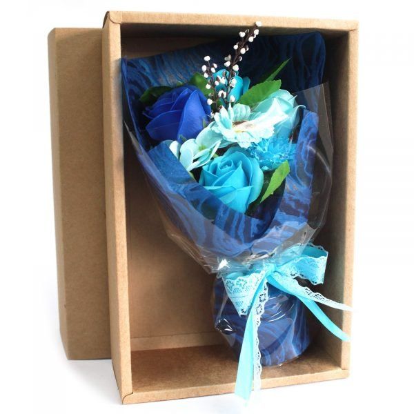 Ramo de flores de jabón en caja - Azul - Dadyva Comprala en dadyva.com